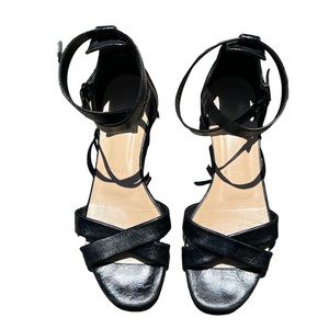 Christian Louboutin Cross Over Sandal Ankle Strap Black Leather Size 37